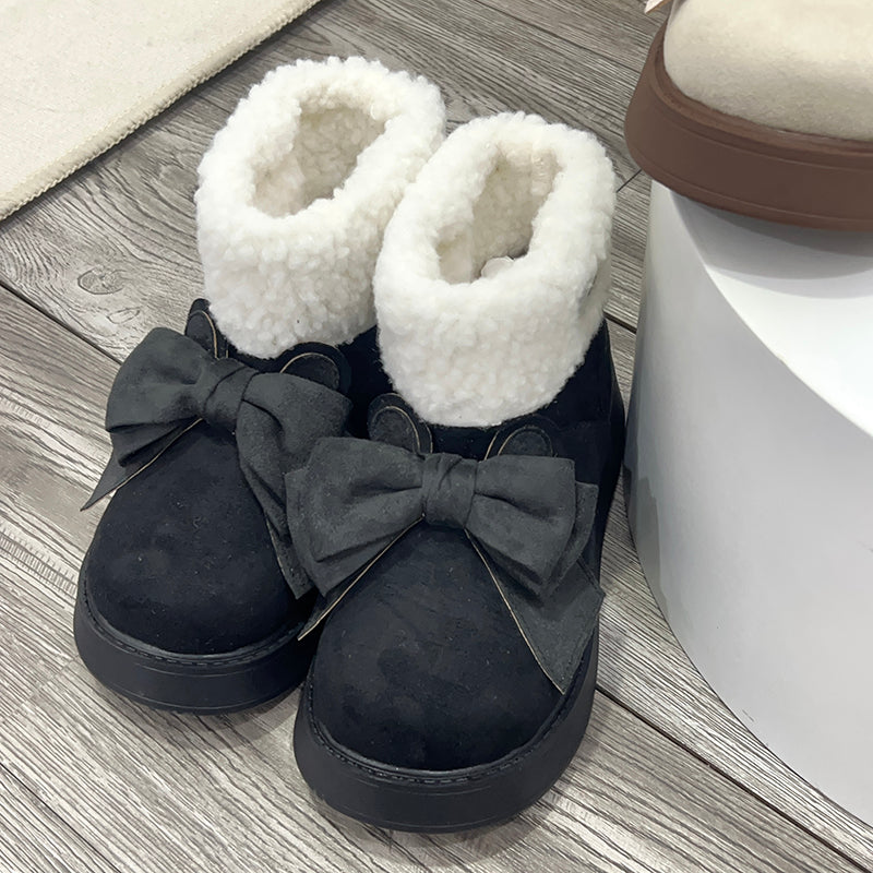 Japanese Lolita cute bowknot Fleece snow boots