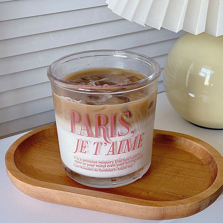 Romantic Pink Lettering "PARIS, JE T’AIME" Glass Cup