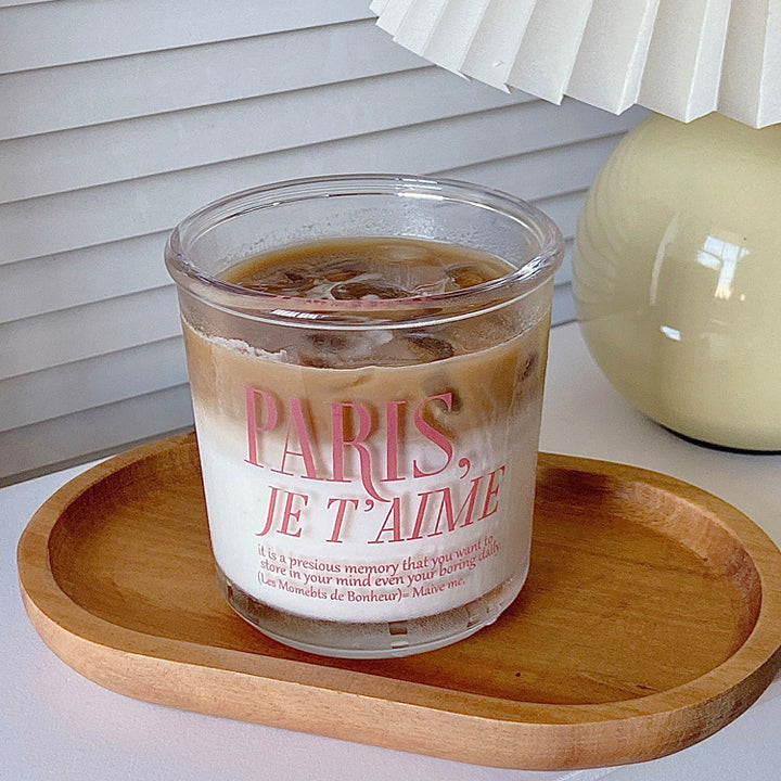 Romantic Pink Lettering "PARIS, JE T’AIME" Glass Cup