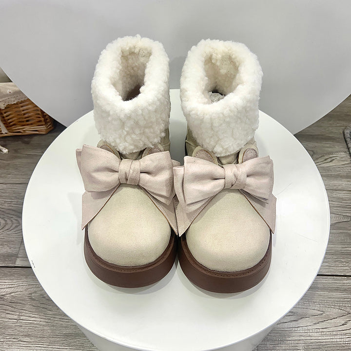 Japanese Lolita cute bowknot Fleece snow boots