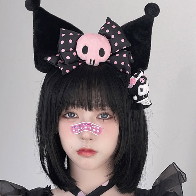 Black and Purple Polka-dot Bowknot KC Hairband