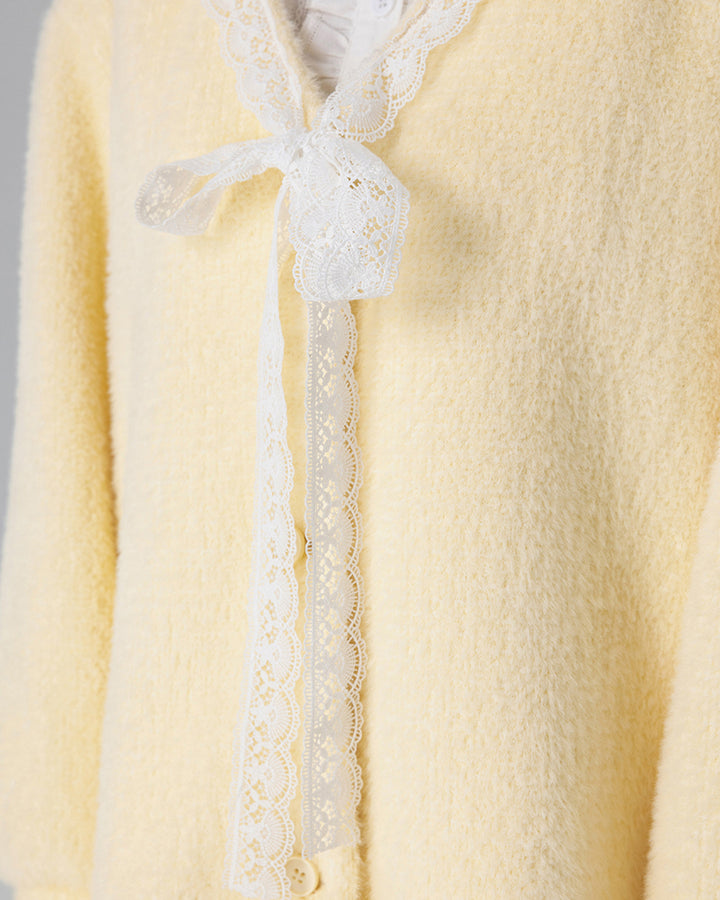 Yellow / Purple Fluffy Mink Wool Cardigan Sweater