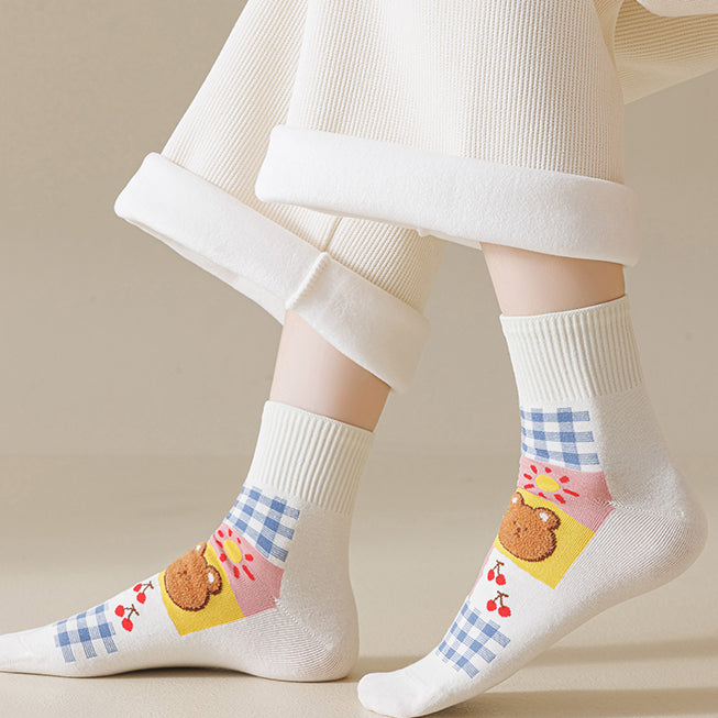 Japanese Cartoon Print Autumn/Winter Socks 5 Pairs /Set