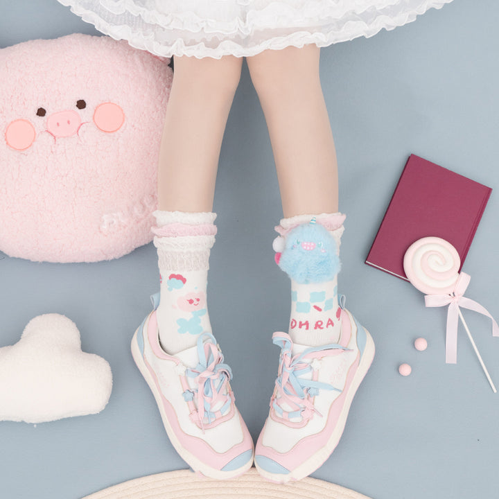 Cartoon Flowers Cotton Socks