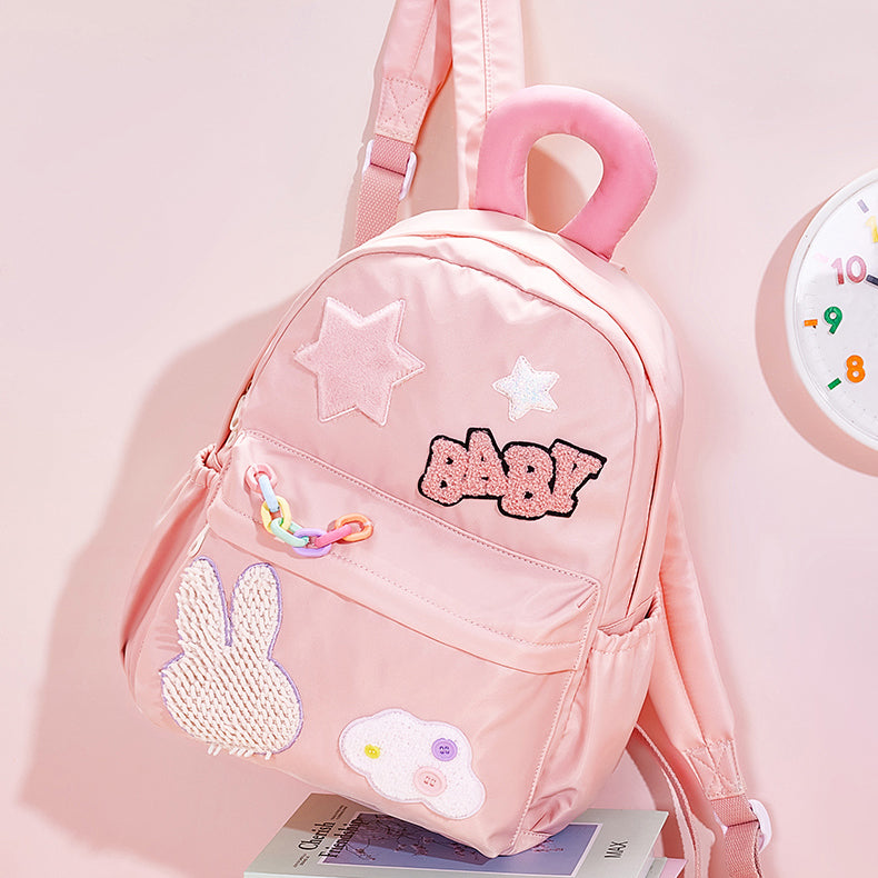 Cute Star Rabbit Cloud Letter Embroidery Backpack