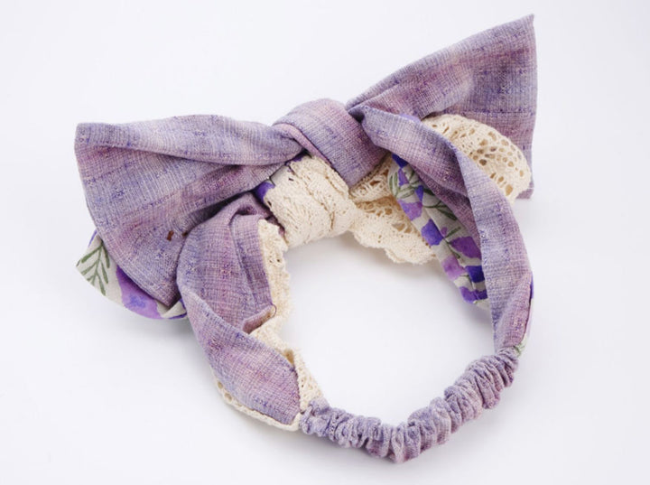 Lavender Floral Lace Bow Headband