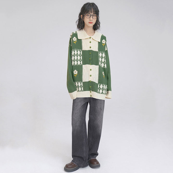 Floral Button Up Sweater Cardigan Knitwear
