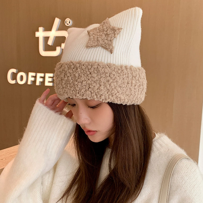 Cat Ears Star Knitted Hat