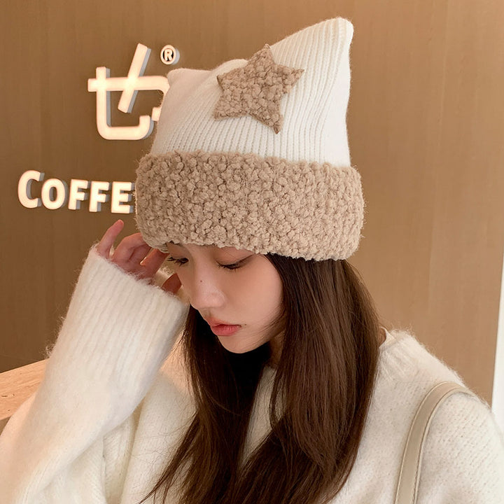 Cat Ears Star Knitted Hat
