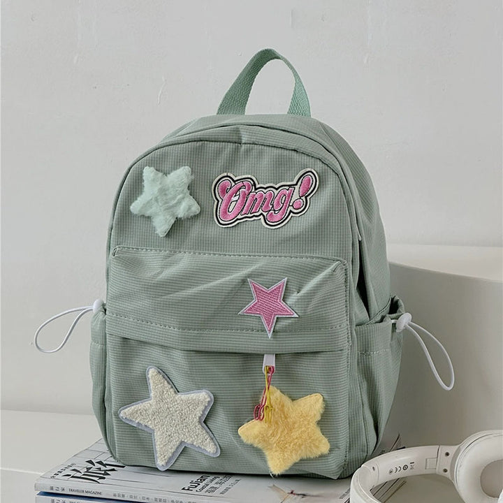 Stars Letters Embroidery School Backpack