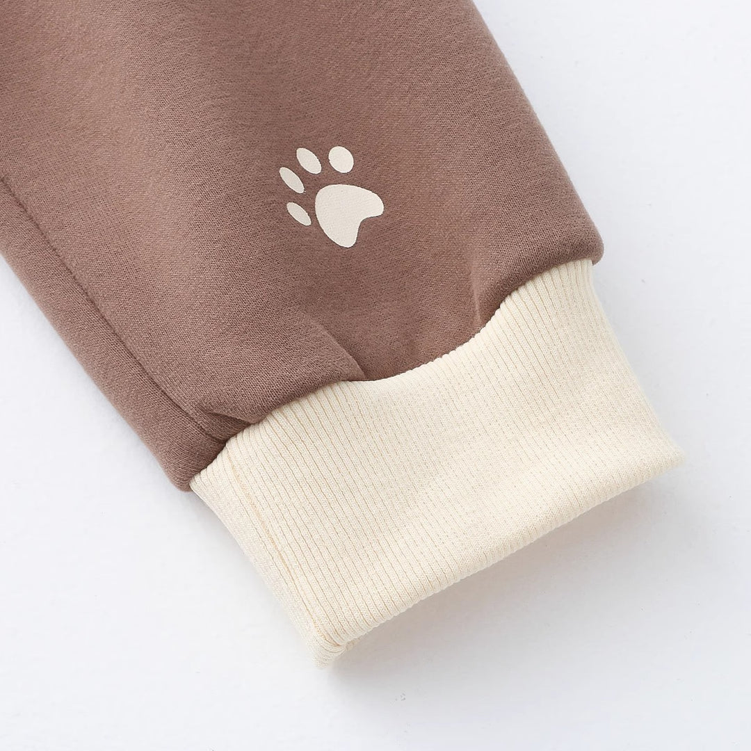 Cartoon Bear Round Neck Thick Hoodie