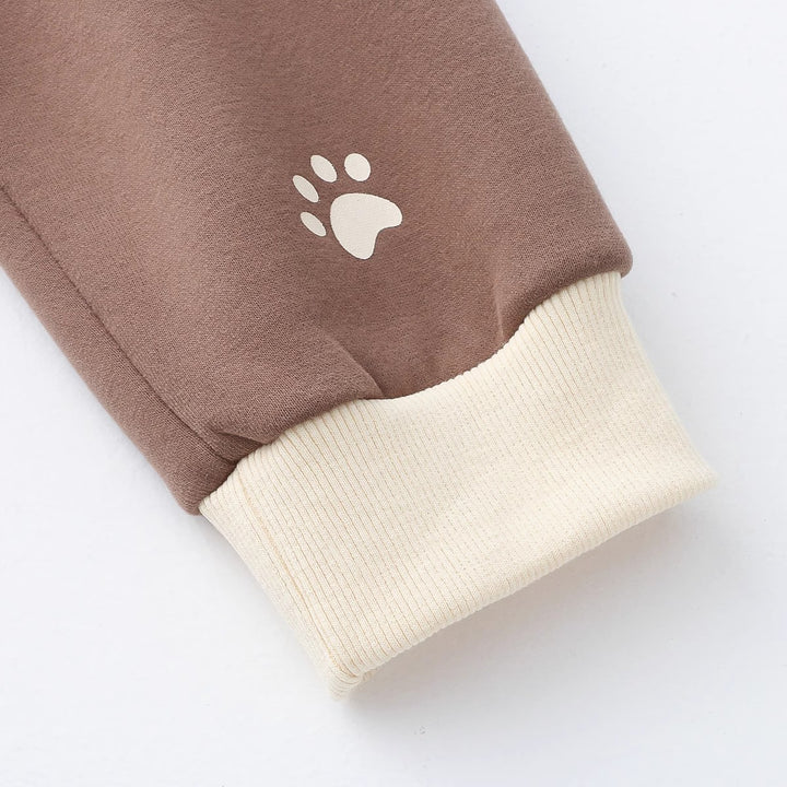 Cartoon Bear Round Neck Thick Hoodie