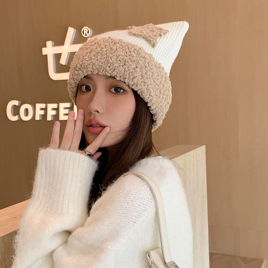 Cat Ears Star Knitted Hat