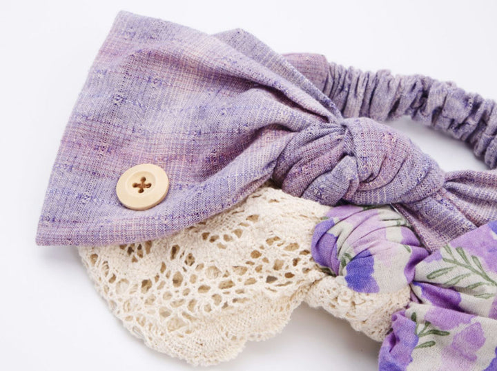 Lavender Floral Lace Bow Headband