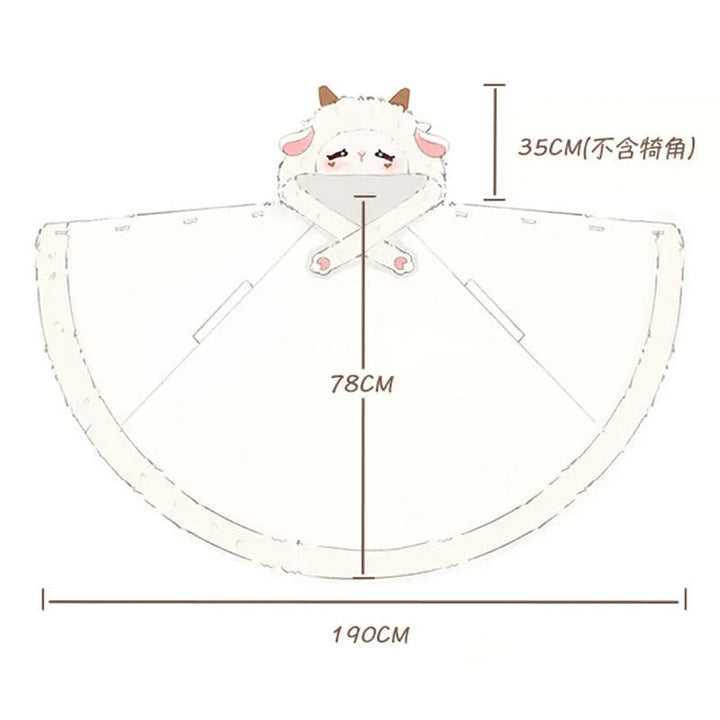 Cartoon Wolf Sheep Plush Wearable Hooded Blanket