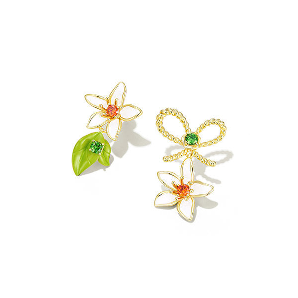 Fashion Flower Silver Earrings