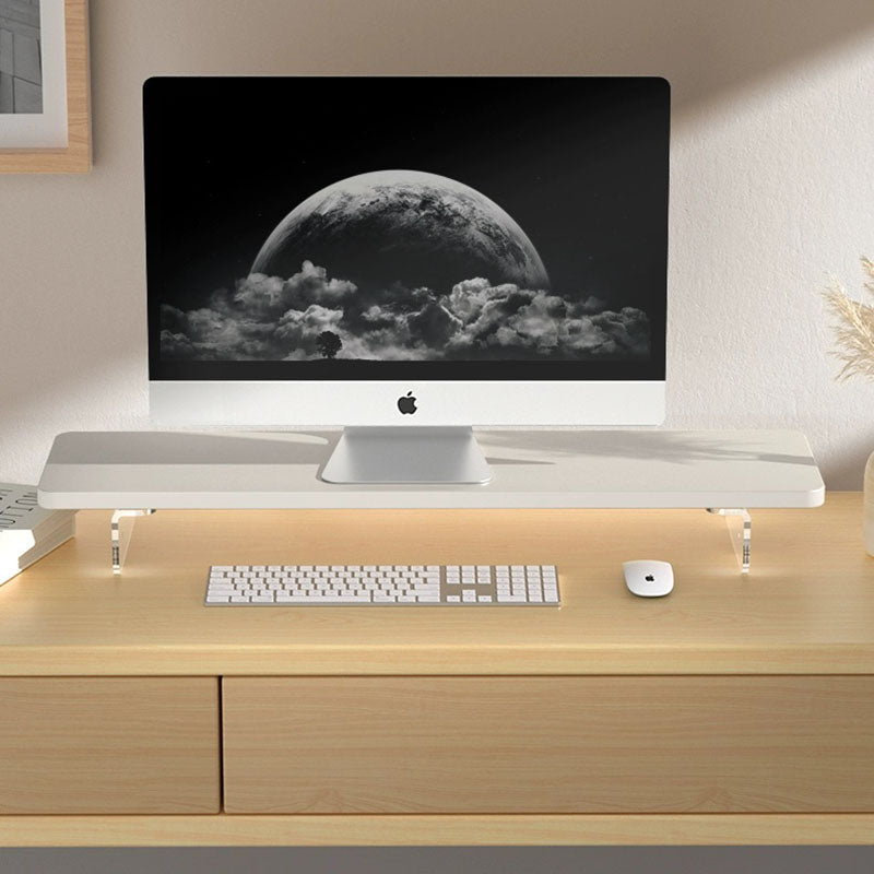 White Minimalist Wooden Monitor Stand