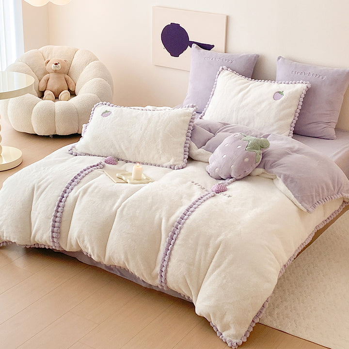 Purple Strawberry Bedding Set