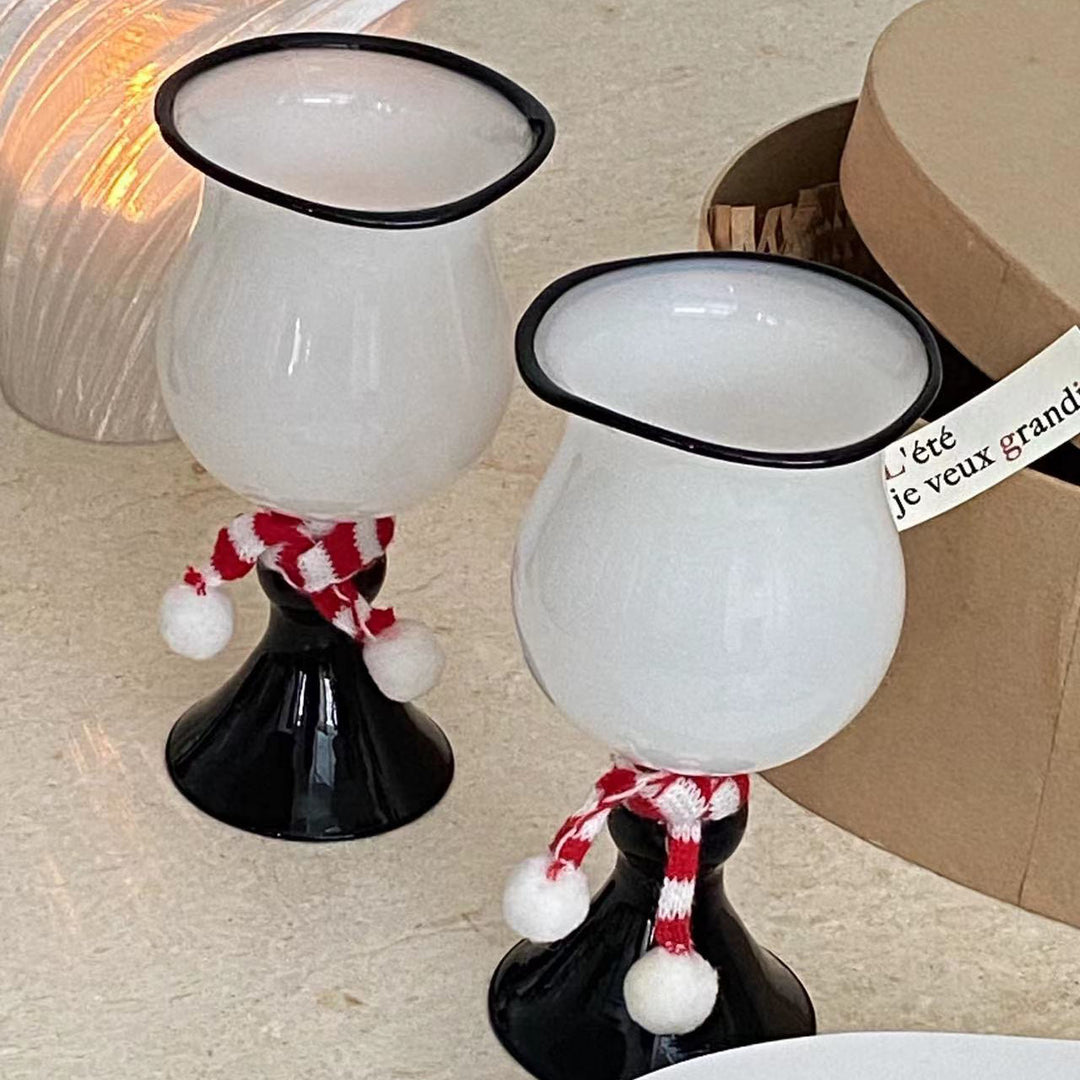 Christmas Vintage Glass Goblet