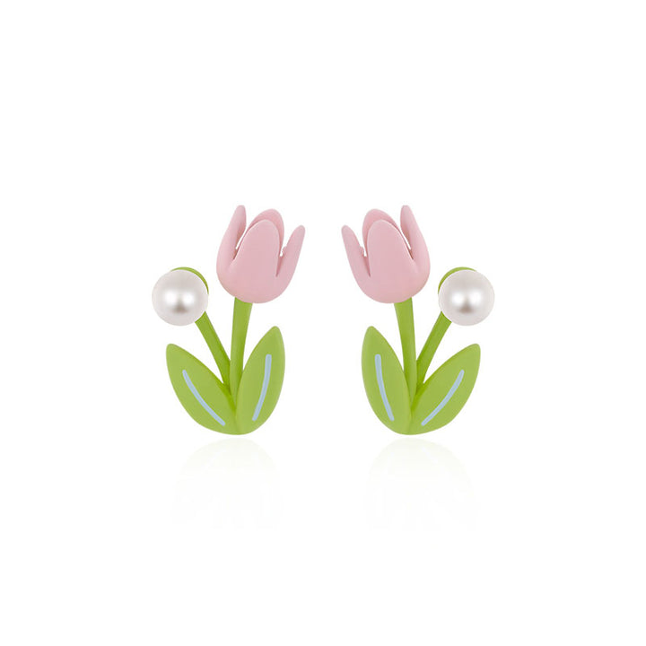 Pink Tulip Pearls Earrings