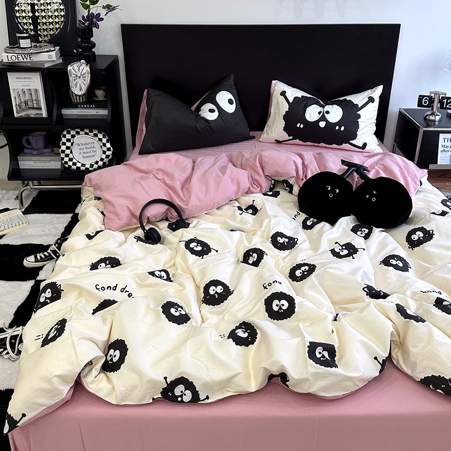 Cute Cartoon Soot Sprites Print Bedding Set