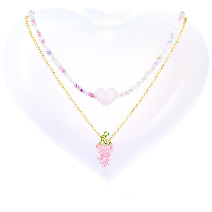 Cute Grape Love Heart Necklace