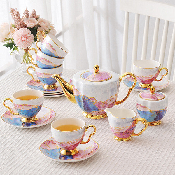 Golden Gilded China Coffee Cup Set