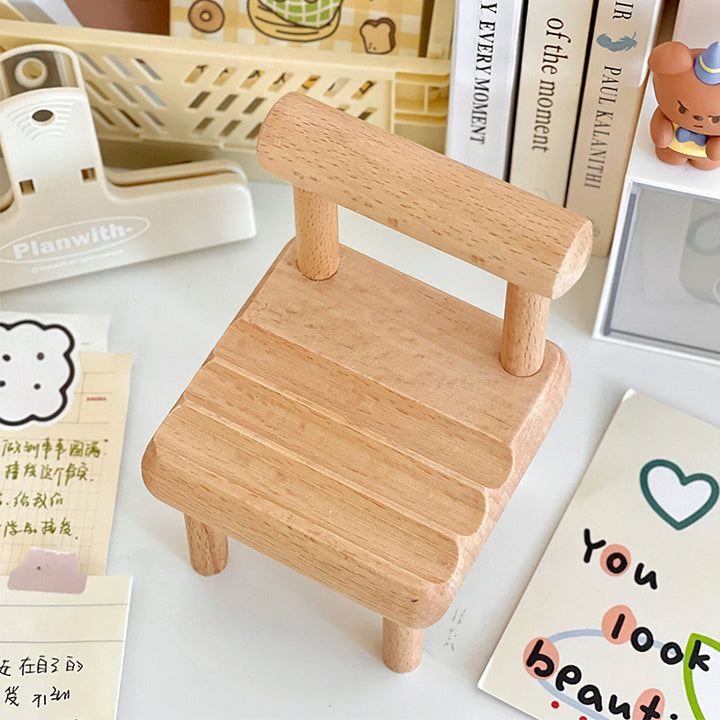 Cute Wooden Chair Phone Stand