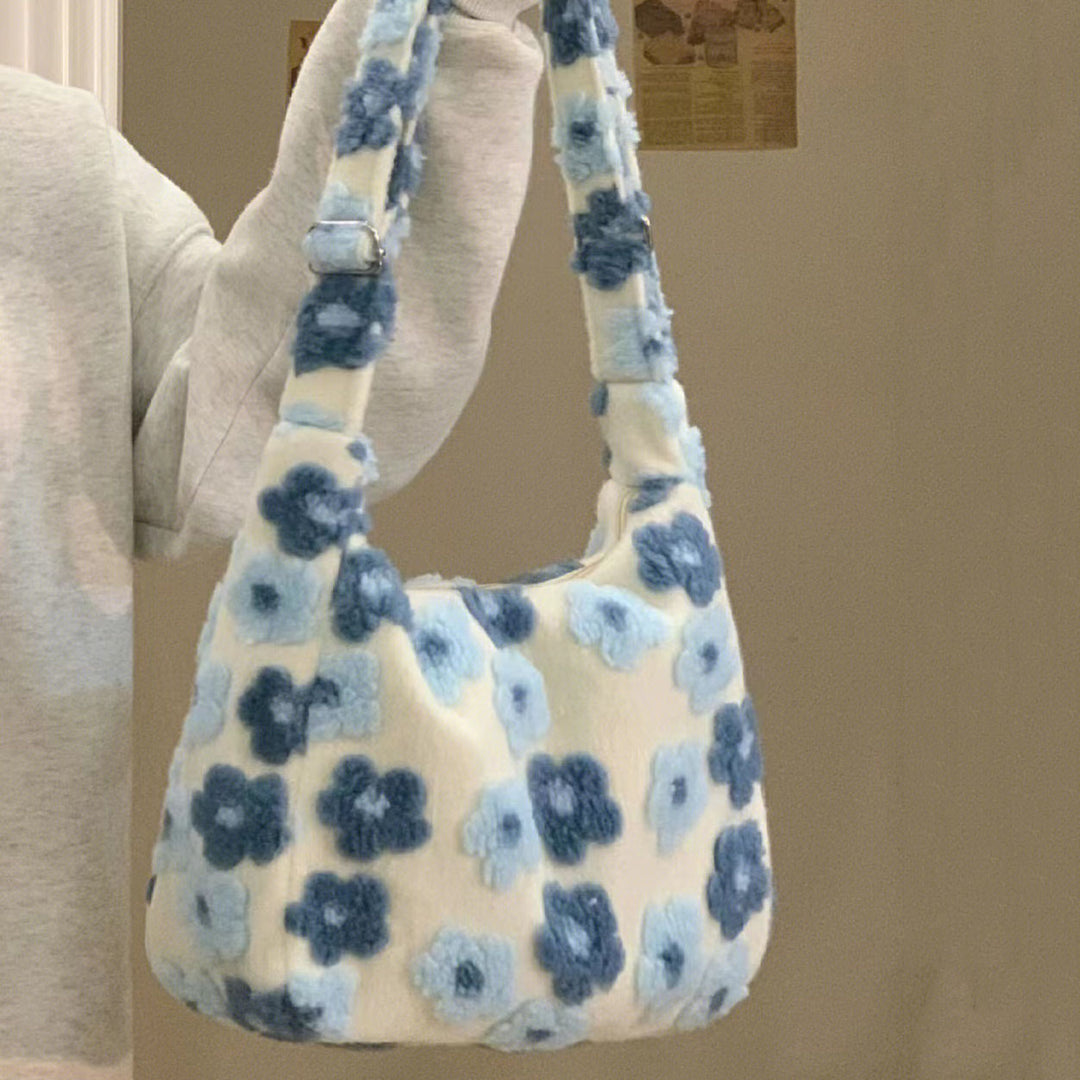 Blue Daisy Plush Bag