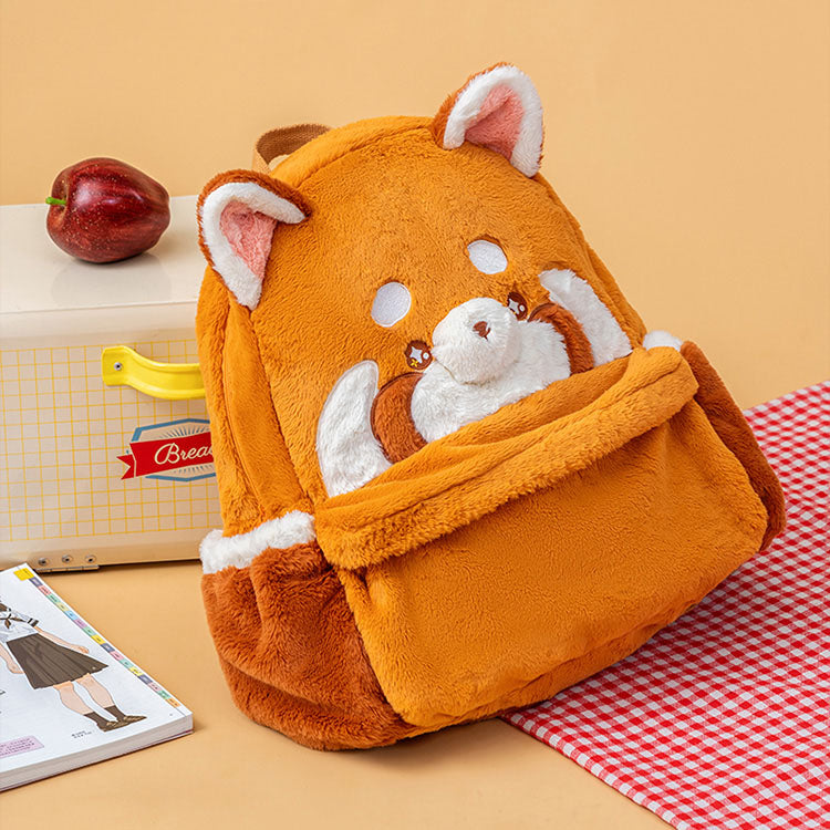 Kawaii Red Bear Plush Backpack