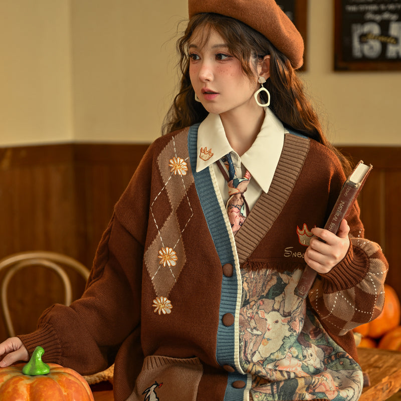 Vintage-Style Loose Knit Cardigan