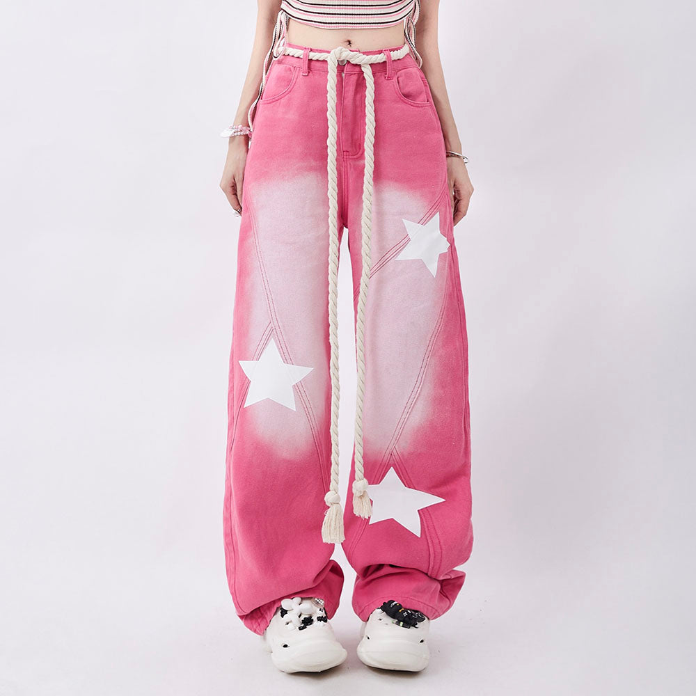 Stars High Waist Pink Jean