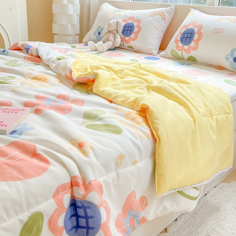 Cartoon Flowers Print Blanket for Summer