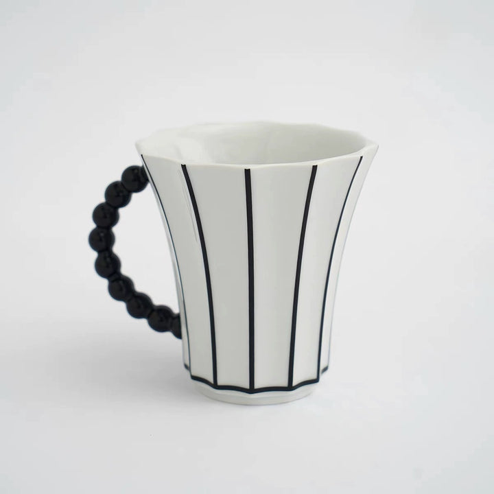 Vintage Black White Vertical Stripes Mug