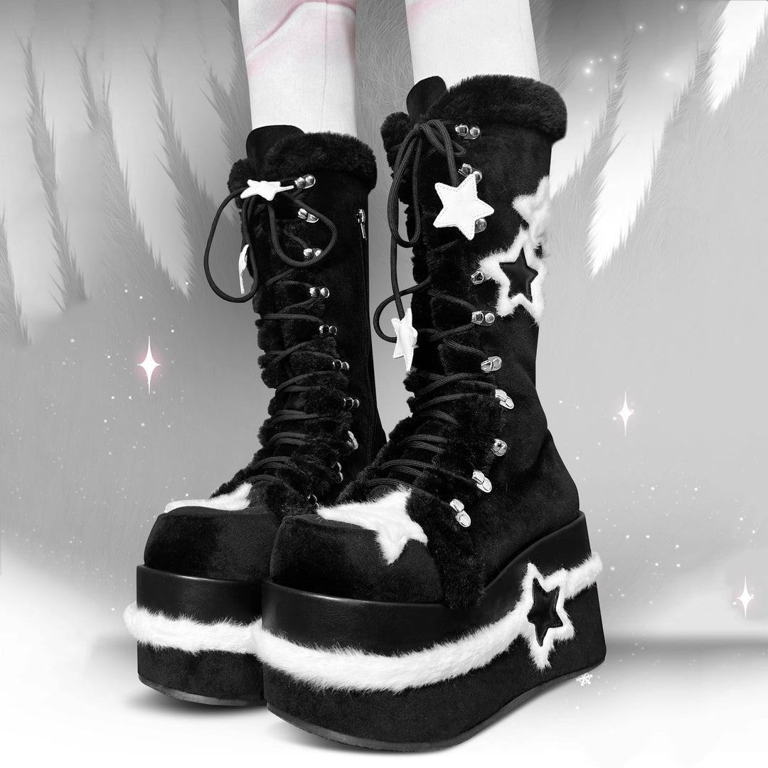 Star Fleece Winter Black Martin Boots