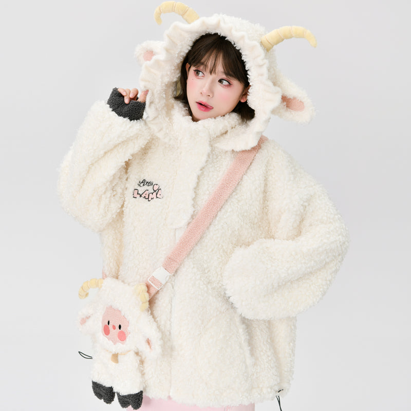 Cute Lamb Embroidered Coat