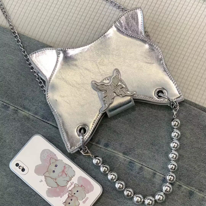 Butterfly Metal Chain Silver Crossbody Bag