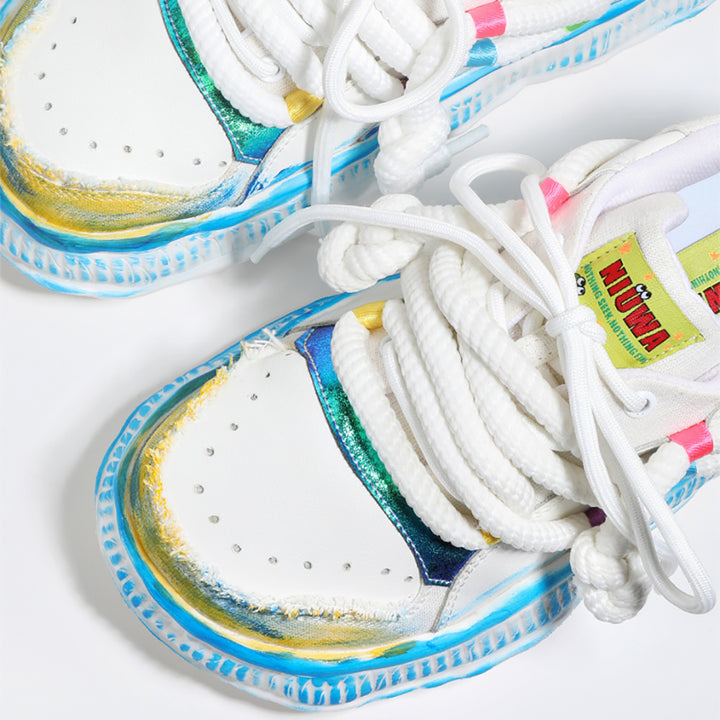 Color-rubbed design casual versatile flats