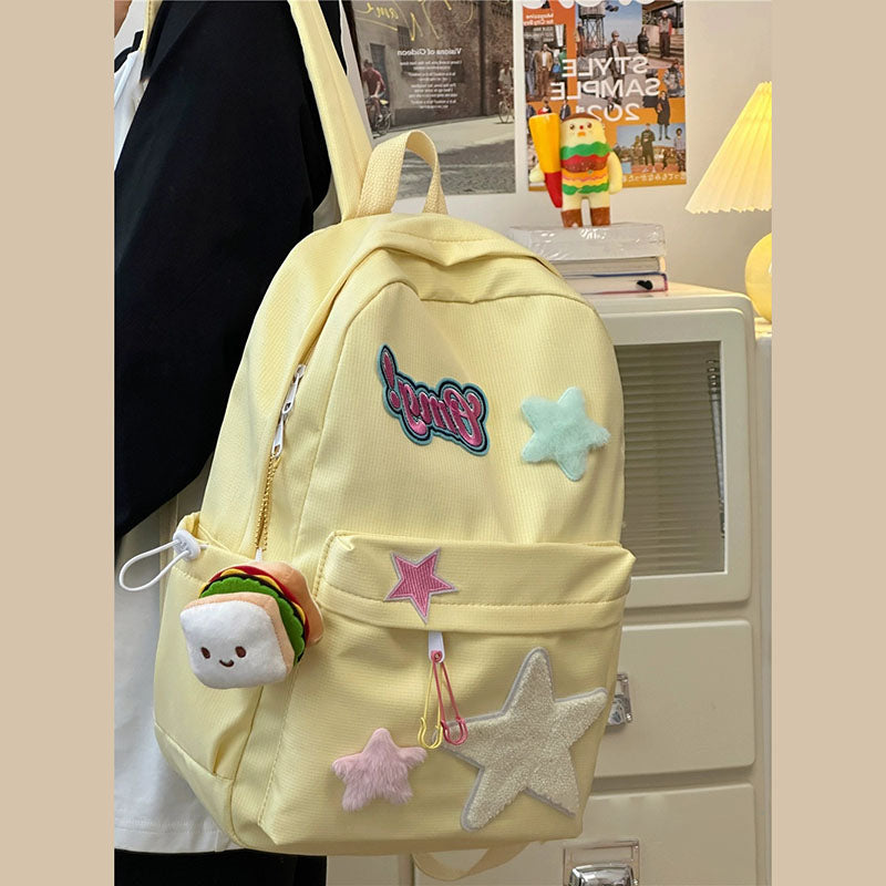 Stars Letters Embroidery School Backpack