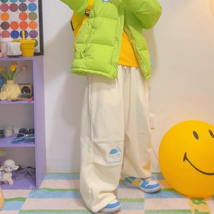 American-style Loose Inner Fleece Thick Pants