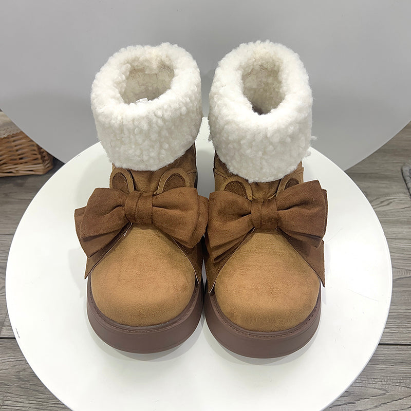 Japanese Lolita cute bowknot Fleece snow boots