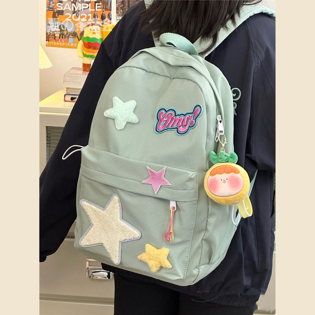 Stars Letters Embroidery School Backpack