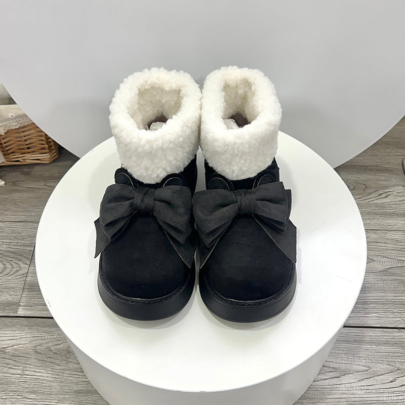 Japanese Lolita cute bowknot Fleece snow boots