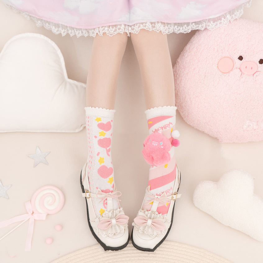 Cartoon Flowers Cotton Socks