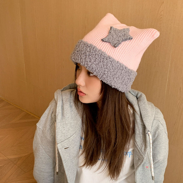 Cat Ears Star Knitted Hat