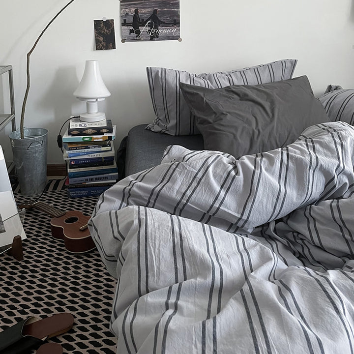 Vintage Striped Cotton Bedding Set