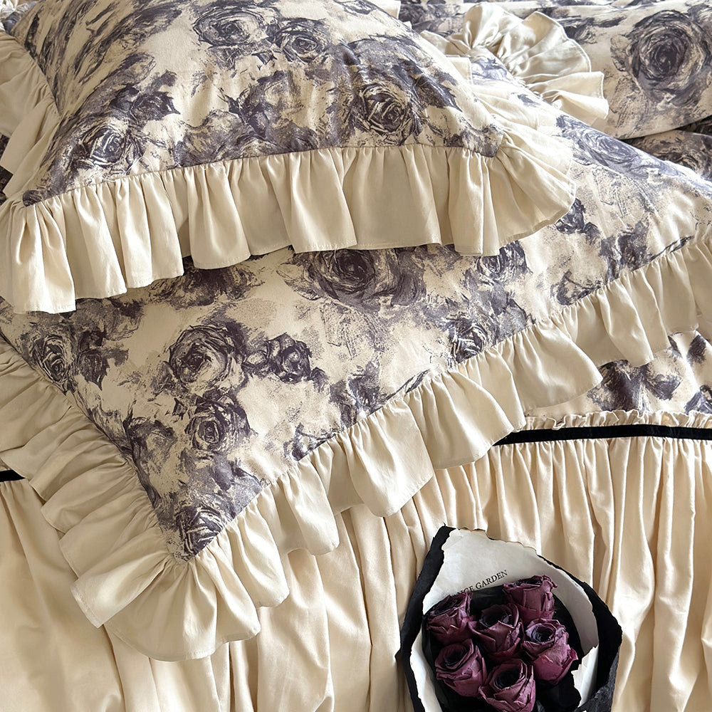 Vintage Romantic Rose Lace Cotton Duvet Cover