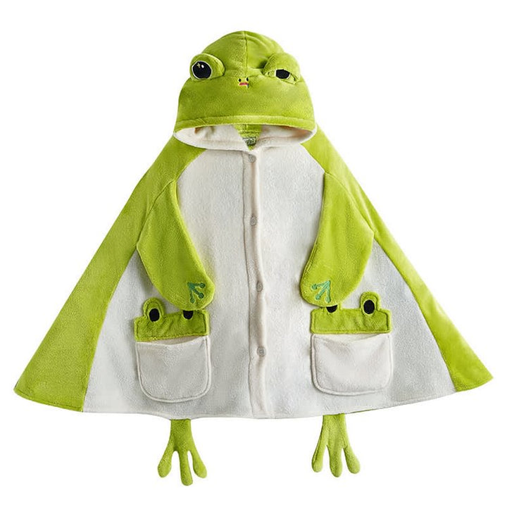 Funny Cartoon Frog Wearable Hooded Blanket