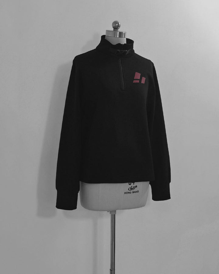 Techwear Black Stand Collar Spring/Autumn Top