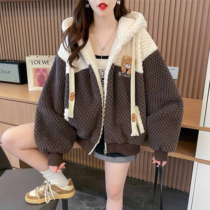 Korean-style Loose-Fit Fleece Hoodie Outerwear